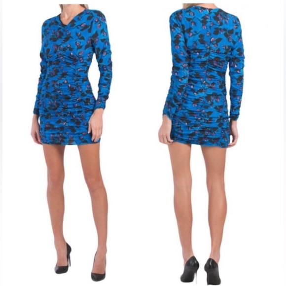 NWT Zara Dress Zara Ruched Long Sleeve Mini Dress Floral |Size XS - Picture 7 of 14